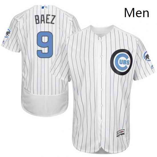 Mens Majestic Chicago Cubs 9 Javier Baez Authentic White 2016 Fathers Day Fashion Flex Base MLB Jersey